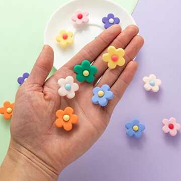 14PC Flower Shoe Charms for Girls Cute Flower Designer Shoe Charms for Adults Teens Kids Kawaii Shoe Decoration Charms with Buttons for Clog Sandals Birthday Party Gift