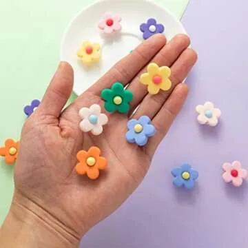 14PC Flower Shoe Charms for Girls Cute Flower Designer Shoe Charms for Adults Teens Kids Kawaii Shoe Decoration Charms with Buttons for Clog Sandals Birthday Party Gift