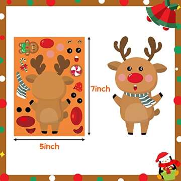 Funnlot Christmas Stickers for Kids 30PCS Christmas Stickers Christmas Game for Kids Make Your Own C...