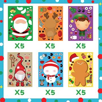 Funnlot Christmas Stickers for Kids 30PCS Christmas Stickers Christmas Game for Kids Make Your Own Christmas Stickers Christmas Activities for Toddlers Christmas Craft Kits for Kids