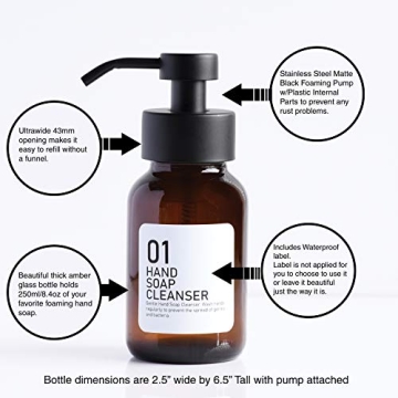 Stylish Refillable Foaming Soap Dispenser in Amber Glass