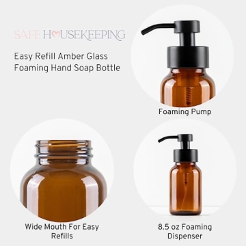 Stylish Refillable Foaming Soap Dispenser in Amber Glass