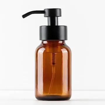 Stylish Refillable Foaming Soap Dispenser in Amber Glass