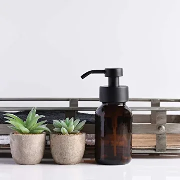 Stylish Refillable Foaming Soap Dispenser in Amber Glass