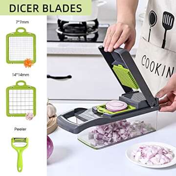 Vegetable Chopper Slicer 16-in-1 with Spice Chopper Set 7 Blades Veggie Dicer Onion Fruit Cutter