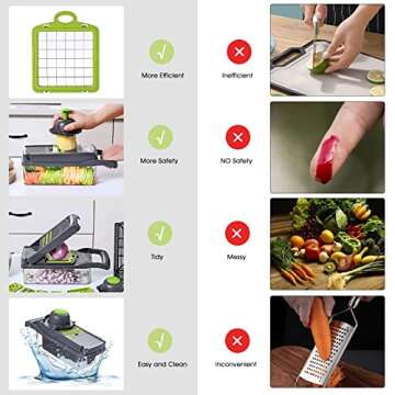 Vegetable Chopper Slicer 16-in-1 with Spice Chopper Set 7 Blades Veggie Dicer Onion Fruit Cutter