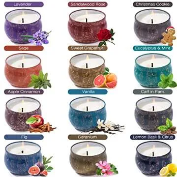 Scented Candles Gifts Set for Women 12Pack Soy Candles for Home Scented 30oz 240H Long Lasting Bulk Candles Set Constellation Aromatherapy Jar Candles Birthday Christmas Gifts Halloween Housewarming