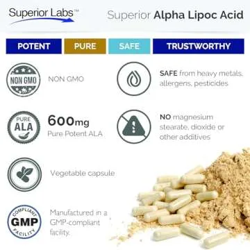 Alpha Lipoic Acid 600mg Pure Non-GMO ALA 120 Servings