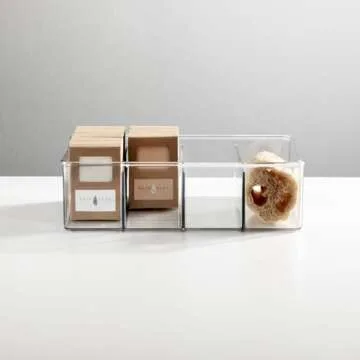 mDesign Plastic Bathroom Storage Organizer Bin Box - 4 Sections