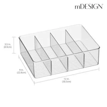 mDesign Plastic Bathroom Storage Organizer Bin Box - 4 Sections