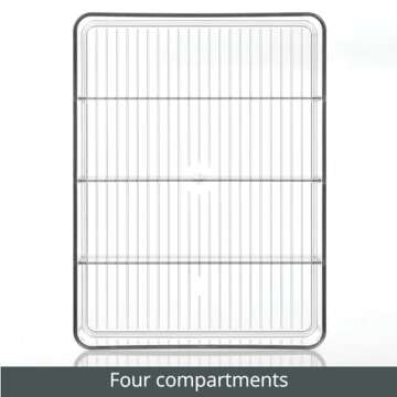 mDesign Plastic Bathroom Storage Organizer Bin Box - 4 Divided Sections - for Cabinets, Shelves, Countertops, Bedroom, Kitchen, Laundry Room - Ligne Collection - 2 Pack - Clear