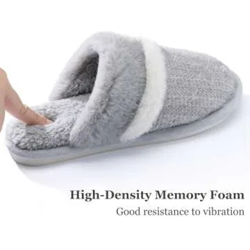 Womens Slippers with Cozy Memory Foam Soft Warm Slip On House Shoes Anti-Skid Rubber Sole Creative Gifts for Women Mom Size 7 8 Light Grey