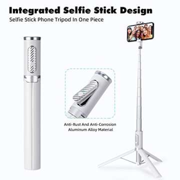 ULCLAYRUS 60" Aluminum Selfie Stick Tripod for iPhone and Android with Remote,Travel Tripod, Phone Tripod Stand 270 Rotation for iPhone 14/13/12/11 Pro/XS Max/XS/XR/X, Samsung and Smartphone White