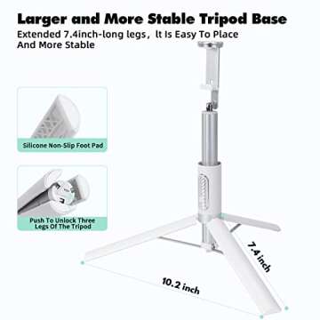 ULCLAYRUS 60" Aluminum Selfie Stick Tripod for iPhone and Android with Remote,Travel Tripod, Phone Tripod Stand 270 Rotation for iPhone 14/13/12/11 Pro/XS Max/XS/XR/X, Samsung and Smartphone White