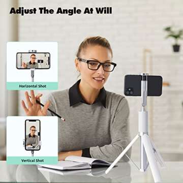 ULCLAYRUS 60" Aluminum Selfie Stick Tripod for iPhone and Android with Remote,Travel Tripod, Phone Tripod Stand 270 Rotation for iPhone 14/13/12/11 Pro/XS Max/XS/XR/X, Samsung and Smartphone White