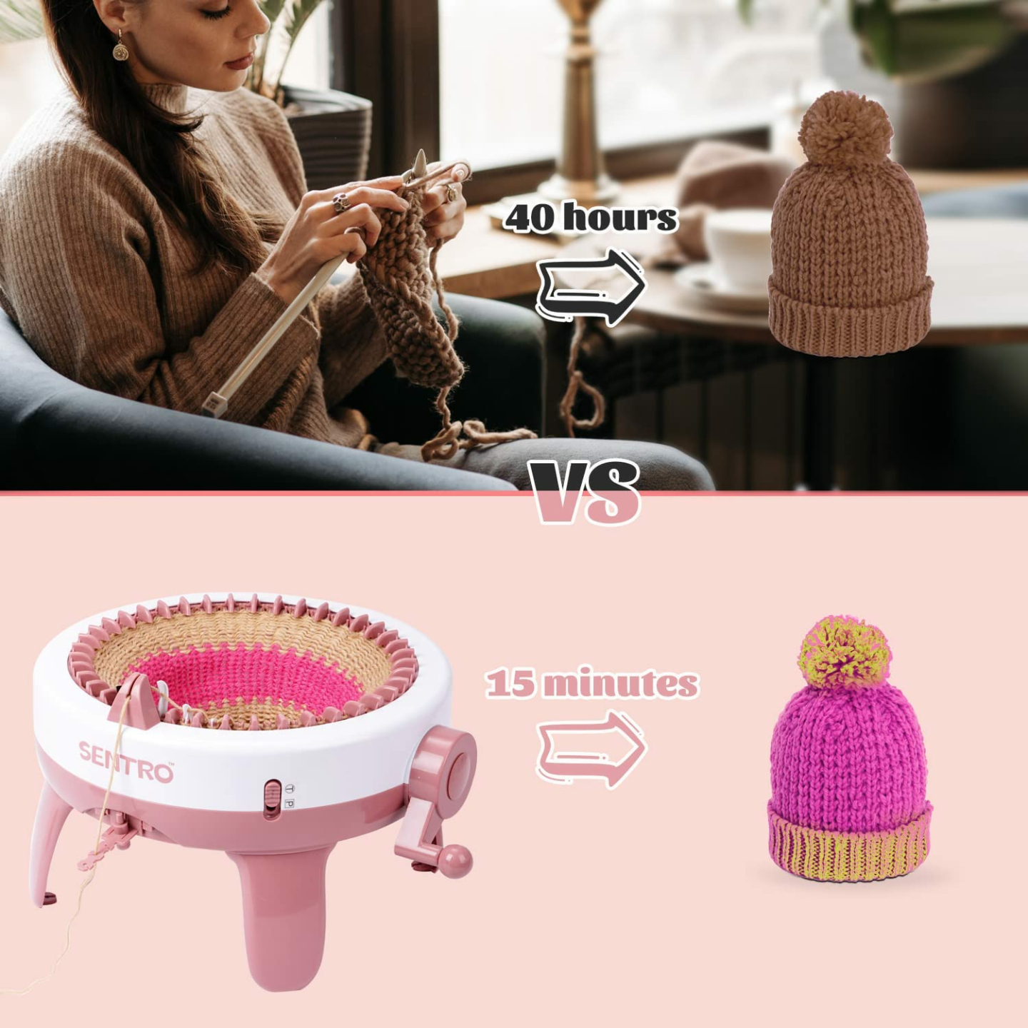 SENTRO 40 Needles Knitting Machine for Adults & Kids