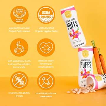Serenity Kids 6+ Month Grain & Gluten-Free Toddler & Baby Puffs - No Added Sugar, No Rice, Allergen-Friendly, Organic Cassava, Veggies & Herbs - BPA-Safe Variety Pack - 6-Count