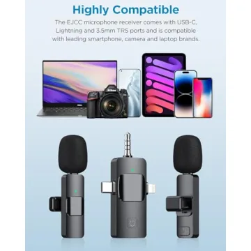 EJCC Wireless Microphone for iPhone, Android & More