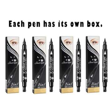 Face Stamp & Eyeliner Set, 4 PCs Black Shape Stamps and Felt Eye Liners, Dual ended 2-in-1 Eye Makeup Pen