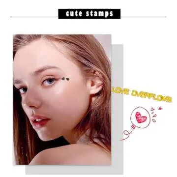 Face Stamp & Eyeliner Set, 4 PCs Black Shape Stamps and Felt Eye Liners, Dual ended 2-in-1 Eye Makeup Pen