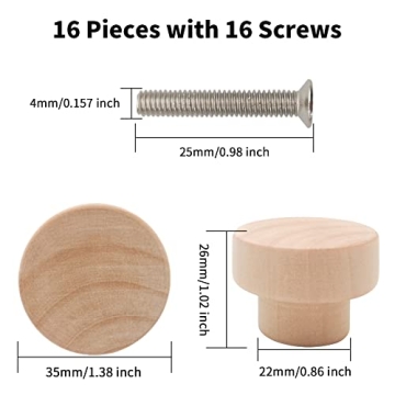 Stylish Bmgop 16PCS Wood Knobs for Furniture Enhancement