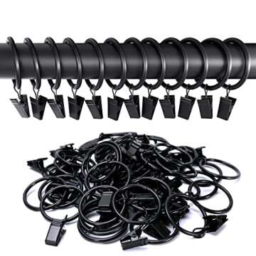 Lansian 40 Pack Curtain Rings with Clips - Rustic Stainless Steel