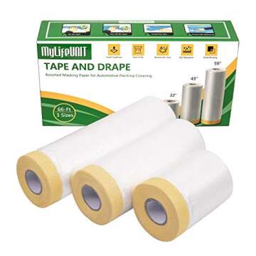 MyLifeUNIT Tape and Drape, Assorted Masking Paper for Automotive Painting Covering (66-Feet, 3 Sizes...