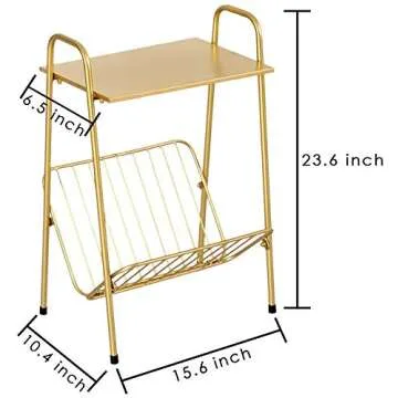 LITA Gold Modern Rectangular Metal Side Table  - Stylish & Versatile