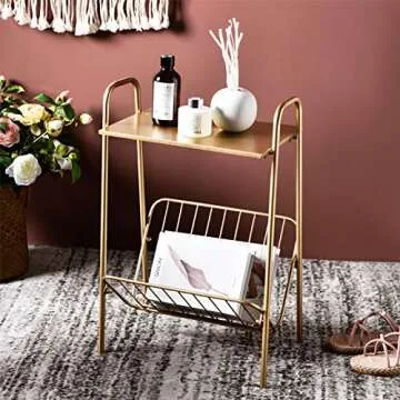 LITA Gold Modern Rectangular Metal Side Table  - Stylish & Versatile