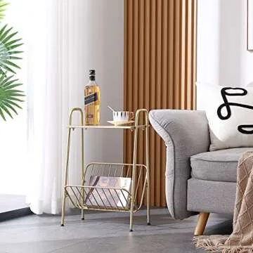 LITA Gold Modern Rectangular Metal Side Table  - Stylish & Versatile