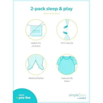 Simple Joys by Carter's Unisex Baby 2-Pack 2-Way Zip Textured Sleep and Play, Blue/White Stripe, Preemie