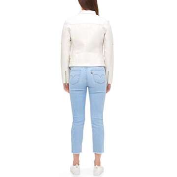 Levi's Women's Faux Leather Motocross Racer Jacket (Standard and Plus), Oyster, Medium