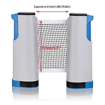Hipiwe Retractable Table Tennis Net Replacement, Ping Pong Net and Post, 6 Feet(1.8M, Fits Tables Up to 2.0 inch （5.0 cm） (White)