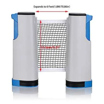 Hipiwe Retractable Table Tennis Net Replacement, Ping Pong Net and Post, 6 Feet(1.8M, Fits Tables Up to 2.0 inch （5.0 cm） (White)