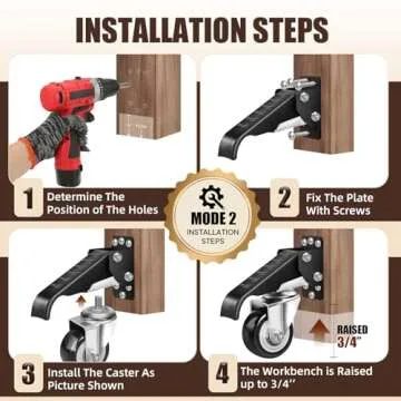 SPACECARE Heavy Duty Workbench Casters 600Lbs Adjustable Kit