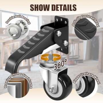 SPACECARE Heavy Duty Workbench Casters 600Lbs Adjustable Kit