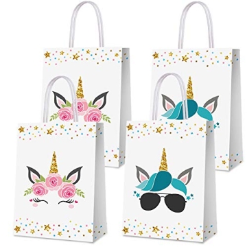 16 PCS Colorful Unicorn Party Favor Bags for Kids Birthday Celebrations and Party Supplies
