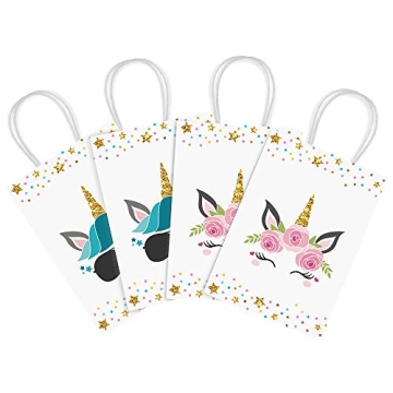 16 PCS Unicorn Party Favor Bags for Kids Birthday Parties