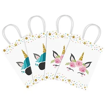 16 PCS Unicorn Party Favor Bags for Kids Birthday Parties
