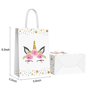16 PCS Unicorn Party Favor Bags for Kids Birthday Parties