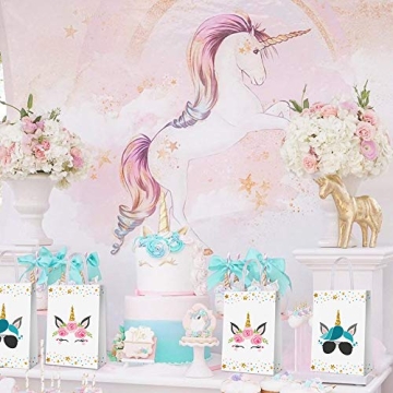 16 PCS Unicorn Party Favor Bags for Kids Birthday Parties