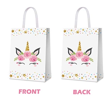 16 PCS Unicorn Party Favor Bags for Kids Birthday Parties