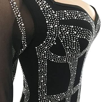 KRICESSEEN Rhinestone Mesh Bodycon Dress for Women