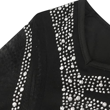 KRICESSEEN Rhinestone Mesh Bodycon Dress for Women