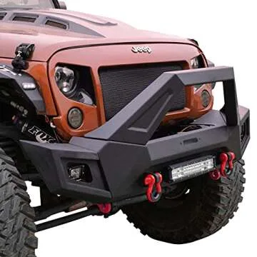 Front Bumper for 2007-2018 Jeep Wrangler JK/JKU with Winch Plates and LED Lights Assembly, NIXON OFFROAD Jeep Wrangler Front Bumper Replacement Accessories