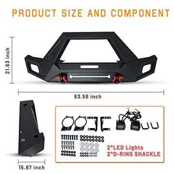 Front Bumper for 2007-2018 Jeep Wrangler JK/JKU with Winch Plates and LED Lights Assembly, NIXON OFFROAD Jeep Wrangler Front Bumper Replacement Accessories