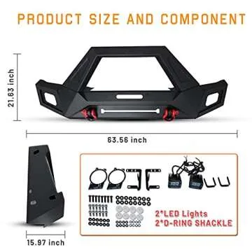 Front Bumper for 2007-2018 Jeep Wrangler JK/JKU with Winch Plates and LED Lights Assembly, NIXON OFFROAD Jeep Wrangler Front Bumper Replacement Accessories