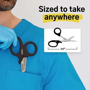 Madison Supply Trauma Shears Metal - 7.5 Inch Big Medical Scissors Stainless Steel with Fluoride Coating, Non-Stick Blades, and High-Impact Handles - 2 Pack Bandage Scissors (Black/Stainless)