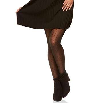 Berkshire womens Trend Sheer Dot Control Top Pantyhose, Fantasy Black, 2-Jan US