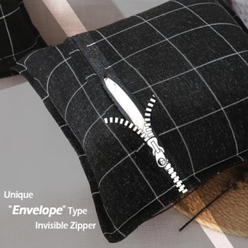 CARRIE HOME Black and White Boho Plaid Pillow Covers Set